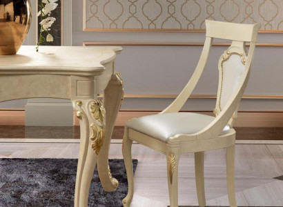 Dining room chair Chair Dining room Chairs Wood Design Style Baroque Beige Leaning Seat